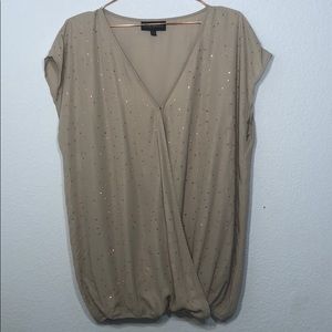Lane Bryant Metallic Gold Studded Wrap Blouse